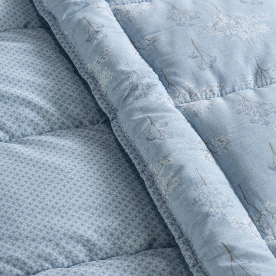 Kullanımı Kolay Çift Kişilik Yorgan 195x215 cm Mavi - Dormio Bloom Serisi - 4